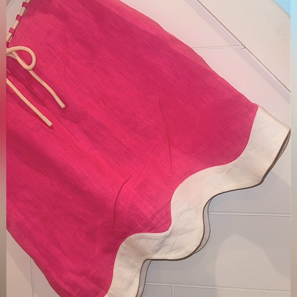 STAUD Linen Arianna Skirt 2 Livia Top XS Set pink white scalloped - Picture 16 of 16